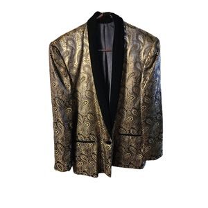 Vintage Gold and Black Paisley Light Weight Blazer. Sz.8 Pre-owned